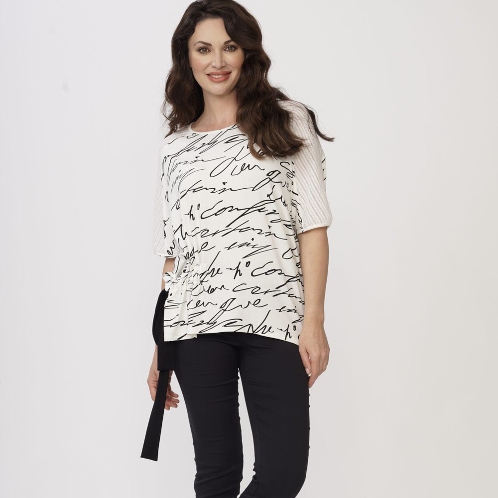 LUUKAA size 2 M L Side Tie Oversized  Scribble Top